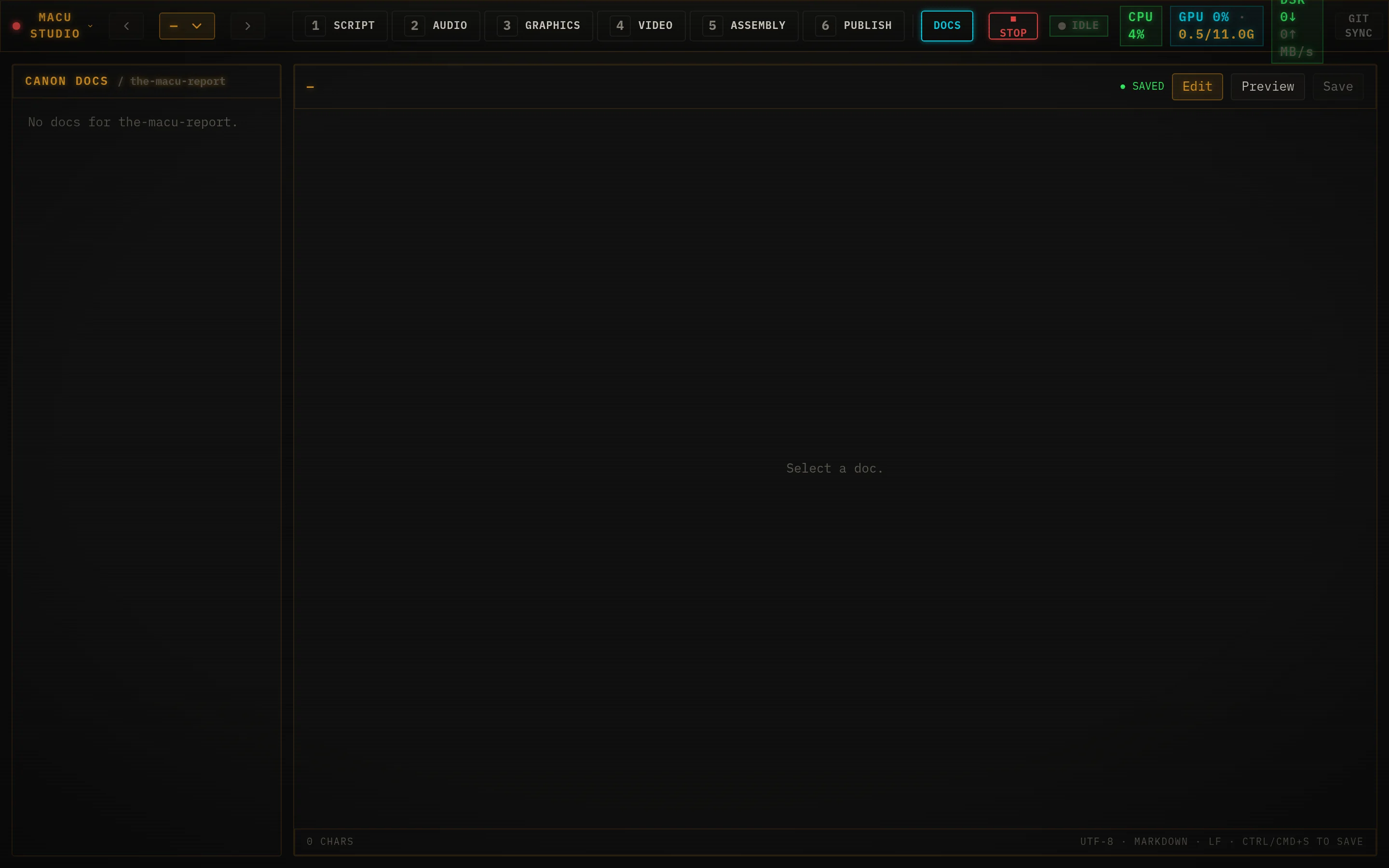 Studio Docs tab