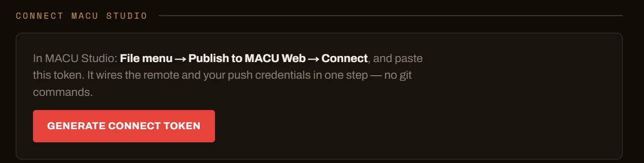 Connect MACU Studio card on the Manage page